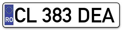Placuta inmatriculare numar auto  CL-383-DEA, CL 383 DEA, CL383DEA