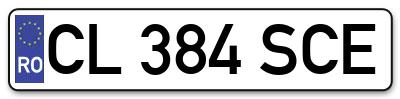 Placuta inmatriculare numar auto  CL-384-SCE, CL 384 SCE, CL384SCE