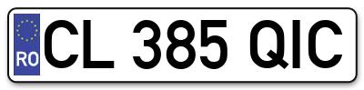 Placuta inmatriculare numar auto  CL-385-QIC, CL 385 QIC, CL385QIC