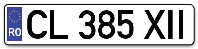 Placuta inmatriculare numar auto  CL-385-XII, CL 385 XII, CL385XII