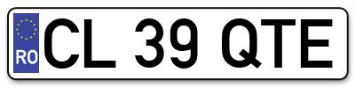 Placuta inmatriculare numar auto  CL-39-QTE, CL 39 QTE, CL39QTE