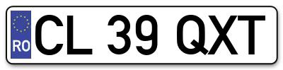 Placuta inmatriculare numar auto  CL-39-QXT, CL 39 QXT, CL39QXT