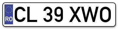 Placuta inmatriculare numar auto  CL-39-XWO, CL 39 XWO, CL39XWO