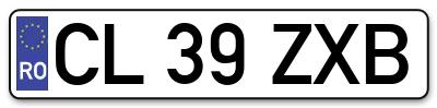 Placuta inmatriculare numar auto  CL-39-ZXB, CL 39 ZXB, CL39ZXB