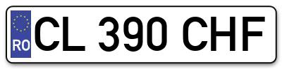 Placuta inmatriculare numar auto  CL-390-CHF, CL 390 CHF, CL390CHF