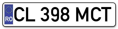 Placuta inmatriculare numar auto  CL-398-MCT, CL 398 MCT, CL398MCT