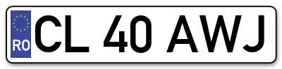 Placuta inmatriculare numar auto  CL-40-AWJ, CL 40 AWJ, CL40AWJ