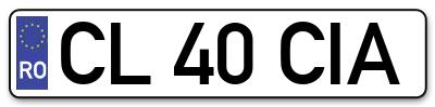 Placuta inmatriculare numar auto  CL-40-CIA, CL 40 CIA, CL40CIA