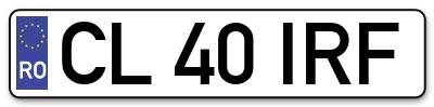 Placuta inmatriculare numar auto  CL-40-IRF, CL 40 IRF, CL40IRF