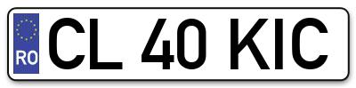 Placuta inmatriculare numar auto  CL-40-KIC, CL 40 KIC, CL40KIC