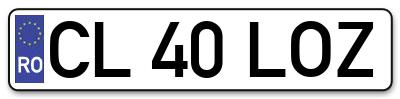 Placuta inmatriculare numar auto  CL-40-LOZ, CL 40 LOZ, CL40LOZ