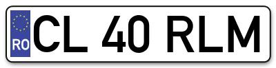 Placuta inmatriculare numar auto  CL-40-RLM, CL 40 RLM, CL40RLM