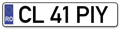 Placuta inmatriculare numar auto  CL-41-PIY, CL 41 PIY, CL41PIY