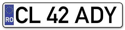 Placuta inmatriculare numar auto  CL-42-ADY, CL 42 ADY, CL42ADY