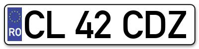 Placuta inmatriculare numar auto  CL-42-CDZ, CL 42 CDZ, CL42CDZ