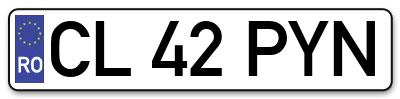 Placuta inmatriculare numar auto  CL-42-PYN, CL 42 PYN, CL42PYN