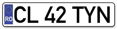 Placuta inmatriculare numar auto  CL-42-TYN, CL 42 TYN, CL42TYN