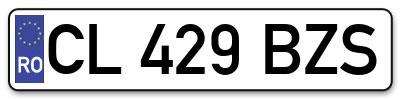 Placuta inmatriculare numar auto  CL-429-BZS, CL 429 BZS, CL429BZS
