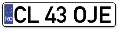 Placuta inmatriculare numar auto  CL-43-OJE, CL 43 OJE, CL43OJE