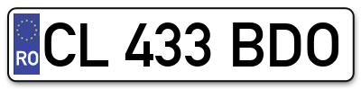 Placuta inmatriculare numar auto  CL-433-BDO, CL 433 BDO, CL433BDO