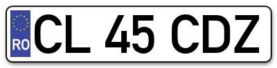 Placuta inmatriculare numar auto  CL-45-CDZ, CL 45 CDZ, CL45CDZ
