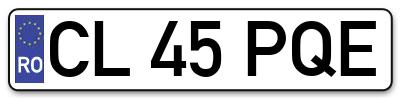 Placuta inmatriculare numar auto  CL-45-PQE, CL 45 PQE, CL45PQE