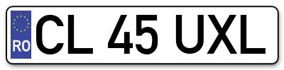 Placuta inmatriculare numar auto  CL-45-UXL, CL 45 UXL, CL45UXL