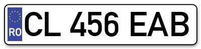 Placuta inmatriculare numar auto  CL-456-EAB, CL 456 EAB, CL456EAB