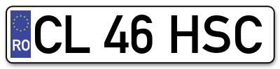 Placuta inmatriculare numar auto  CL-46-HSC, CL 46 HSC, CL46HSC