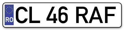 Placuta inmatriculare numar auto  CL-46-RAF, CL 46 RAF, CL46RAF