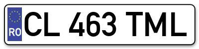 Placuta inmatriculare numar auto  CL-463-TML, CL 463 TML, CL463TML