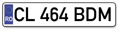 Placuta inmatriculare numar auto  CL-464-BDM, CL 464 BDM, CL464BDM