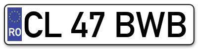 Placuta inmatriculare numar auto  CL-47-BWB, CL 47 BWB, CL47BWB