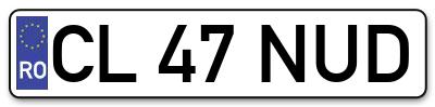 Placuta inmatriculare numar auto  CL-47-NUD, CL 47 NUD, CL47NUD