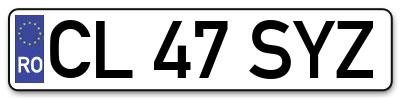 Placuta inmatriculare numar auto  CL-47-SYZ, CL 47 SYZ, CL47SYZ