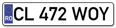 Placuta inmatriculare numar auto  CL-472-WOY, CL 472 WOY, CL472WOY