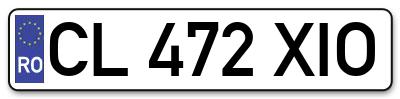 Placuta inmatriculare numar auto  CL-472-XIO, CL 472 XIO, CL472XIO