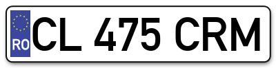Placuta inmatriculare numar auto  CL-475-CRM, CL 475 CRM, CL475CRM