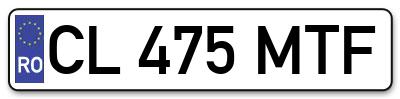 Placuta inmatriculare numar auto  CL-475-MTF, CL 475 MTF, CL475MTF