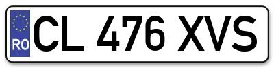 Placuta inmatriculare numar auto  CL-476-XVS, CL 476 XVS, CL476XVS