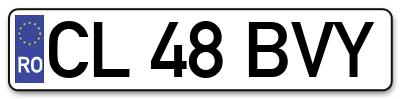 Placuta inmatriculare numar auto  CL-48-BVY, CL 48 BVY, CL48BVY