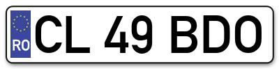 Placuta inmatriculare numar auto  CL-49-BDO, CL 49 BDO, CL49BDO