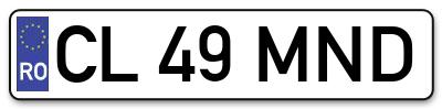 Placuta inmatriculare numar auto  CL-49-MND, CL 49 MND, CL49MND