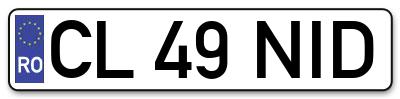 Placuta inmatriculare numar auto  CL-49-NID, CL 49 NID, CL49NID