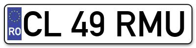 Placuta inmatriculare numar auto  CL-49-RMU, CL 49 RMU, CL49RMU