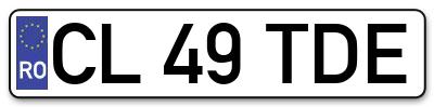 Placuta inmatriculare numar auto  CL-49-TDE, CL 49 TDE, CL49TDE