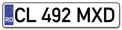 Placuta inmatriculare numar auto  CL-492-MXD, CL 492 MXD, CL492MXD