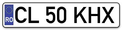 Placuta inmatriculare numar auto  CL-50-KHX, CL 50 KHX, CL50KHX