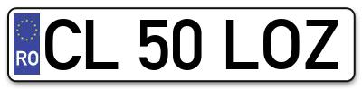 Placuta inmatriculare numar auto  CL-50-LOZ, CL 50 LOZ, CL50LOZ