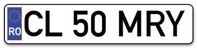 Placuta inmatriculare numar auto  CL-50-MRY, CL 50 MRY, CL50MRY